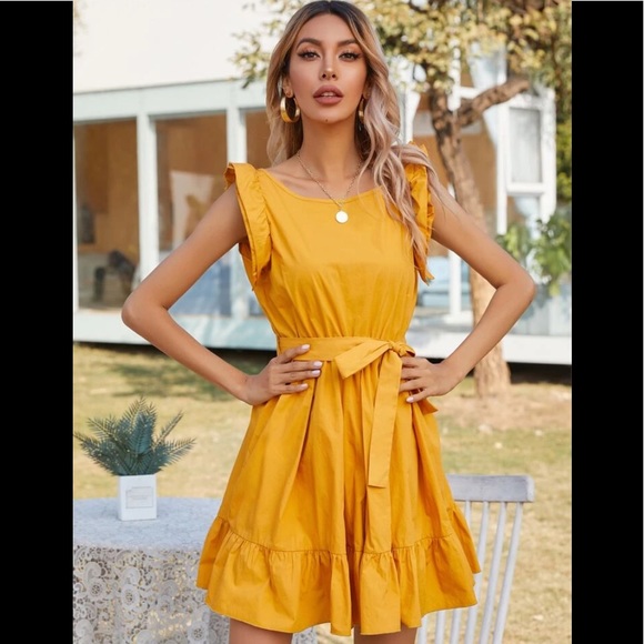 Flounce Hem Ruffled Dress 100% Cotton - Picture 2 of 8